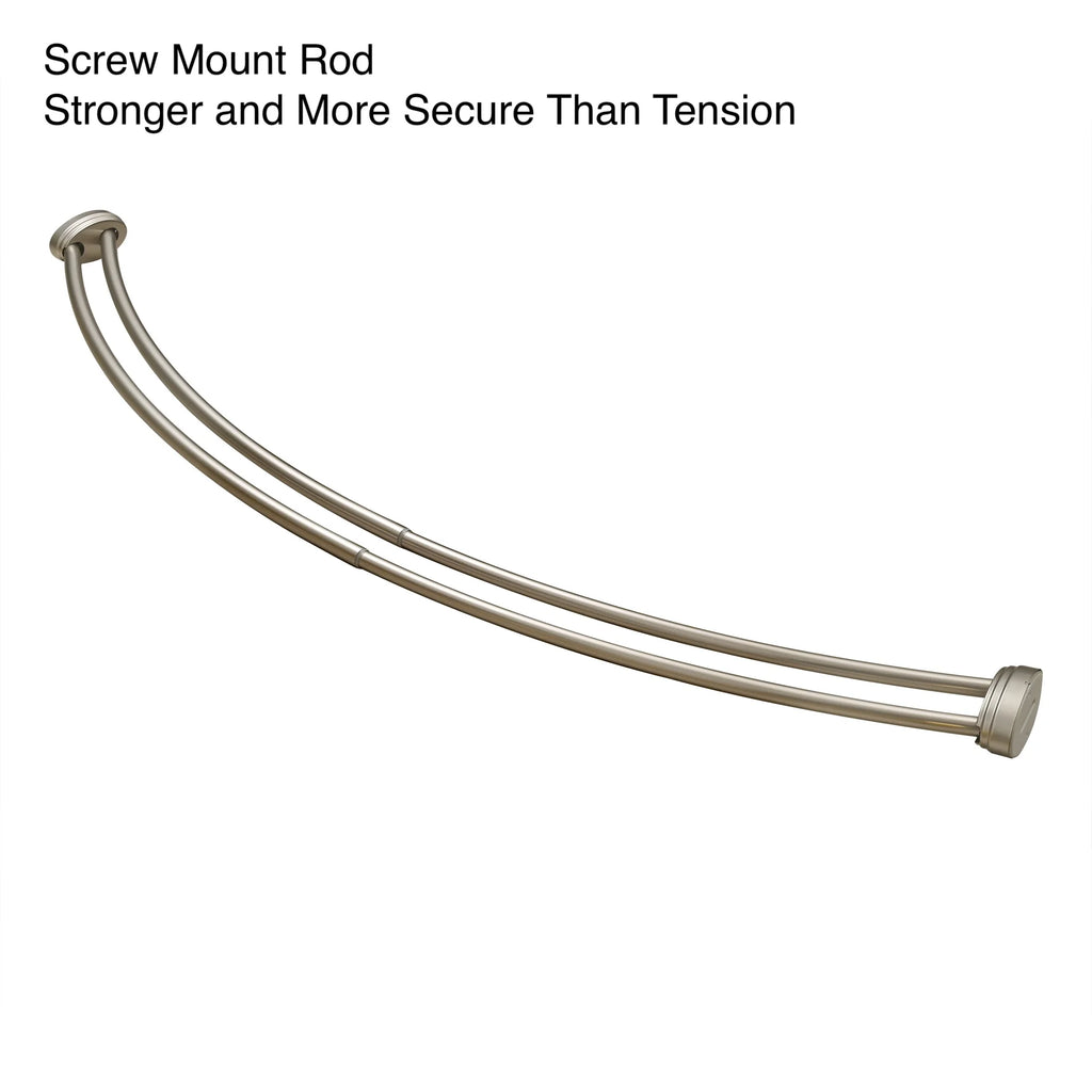 Utopia Alley Rustproof Wall Mounted Aluminum Double Curved Shower Curtain Rod, Screw Mount Rod, Secure Than Tension, Adjustable Shower Rod from 45" to 72", Includes shower liner & hooks (Bronze)