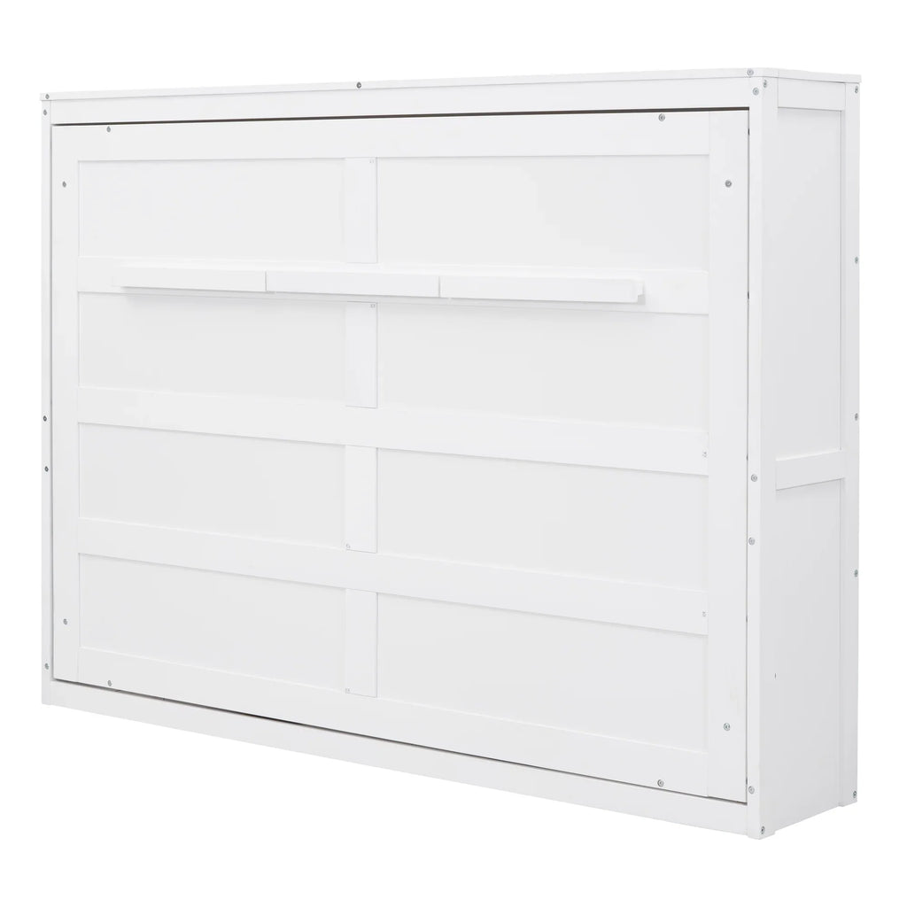 Harper & Bright Designs Full Size Murphy Bed Space-Saving Foldable Wooden Wall Bed with a Shelf for Guest Room Home Office, Gray