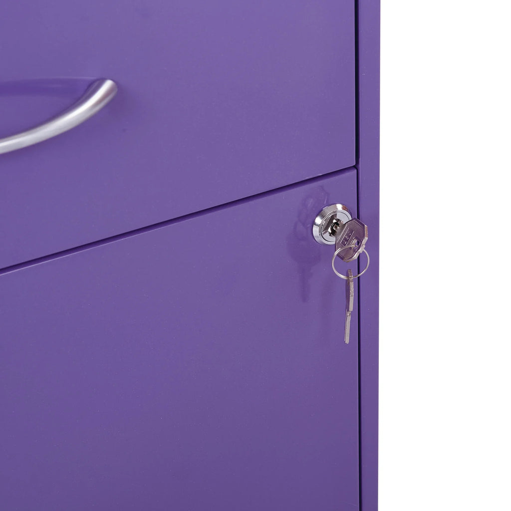 Osp Designs 3 Drawer Vertical Metal Lockable Filing Cabinet, Purple