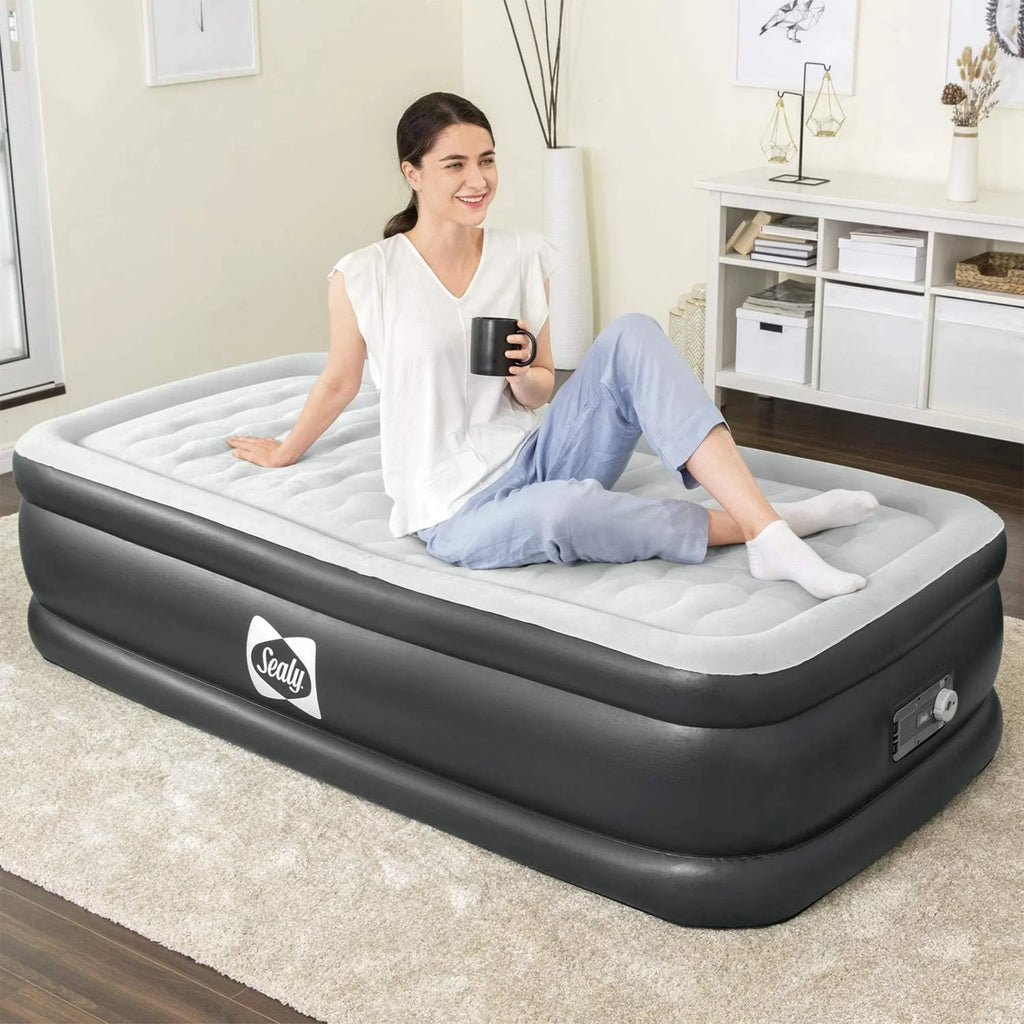 Open Box Sealy Tritech 20" Inflatable Mattress Twin Airbed w/ Built-In Pump
