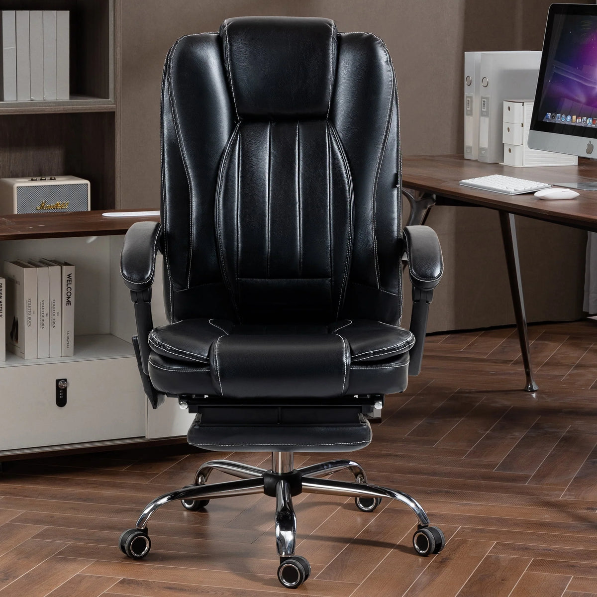 Kneading Massage Executive Office Chair With 40"-50" Heating, 160" Reclining Office Chair With Footrest, Ergonomic Chair With Backrest And 4 Mode Messgage Office Chair