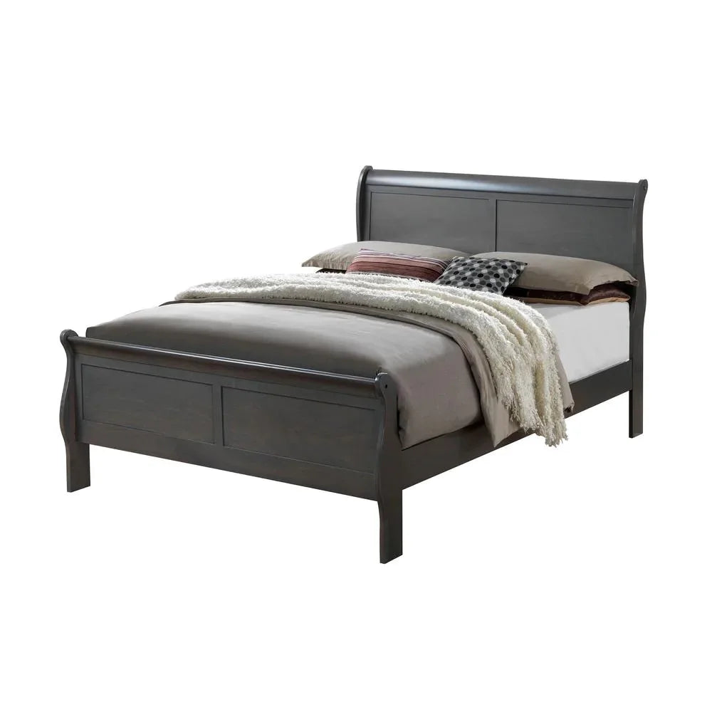Transitonal Style Gray Solid wood 4pc Bedroom Set Full Size Bed Dresser Mirror Nightstand Master Bedroom Furniture