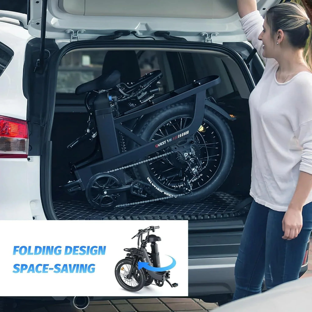 Electric Bike for Adults with 1500W Peak Motor,80Miles Max Range,7 Speed Gear,750WH Detachable Battery,Folding Ebike with 20'' Fat Tire"Full Suspension UL Certificated Bicycle