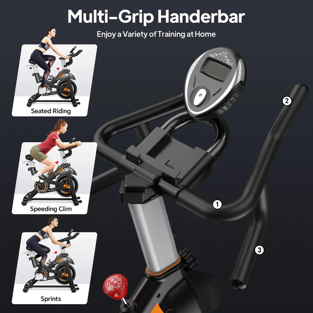 Pooboo Stationary Exercise Bike Indoor Cycling Bike Cycle Bicycle Adjustable Resistance for Home Office Cardio Workout Machine Max Weight 350 lbs