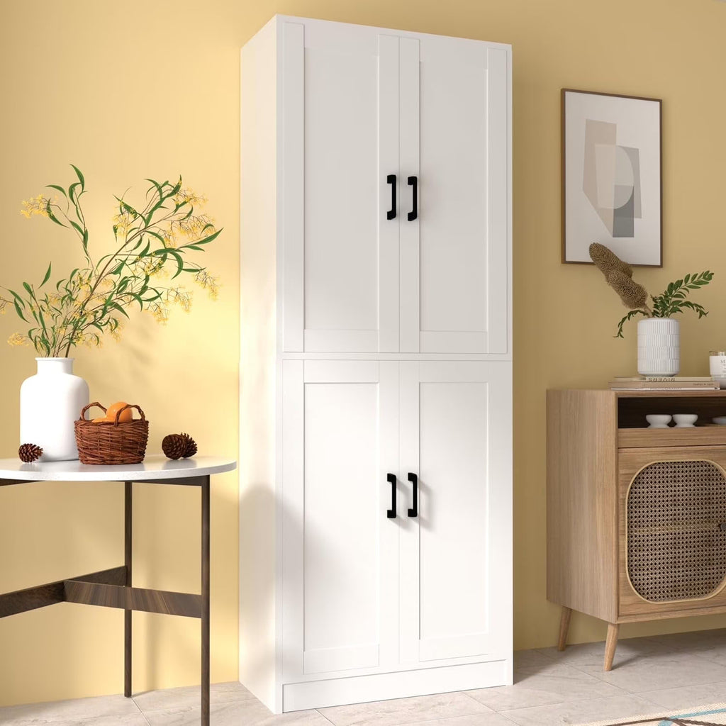 DIYART White Kitchen Pantry Cabinet, 71" Tall Kitchen Storage Cabinet with doors, Kitchen Pantry Hutch with Storage for Kitchen, Dining Room