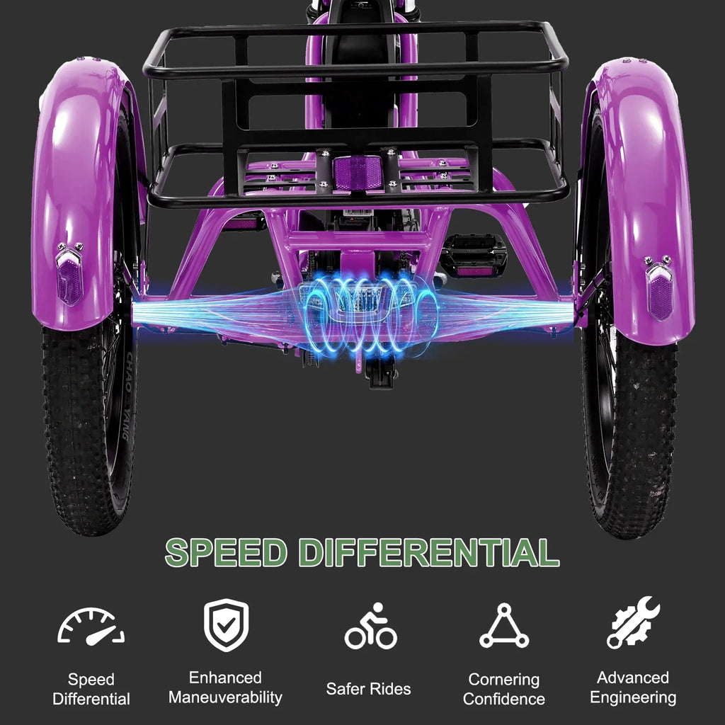 ABORON 3.0 Fat Tire Electric Trike for Senior Foldable E-Bike, 500W Motorized Tricycle Adult 20" Folding 3 Wheel Electric Commute Bike Trike w/48V Battery and Storage Baskets,