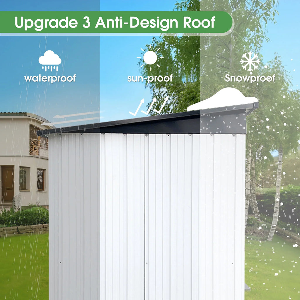 Aukfa Outdoor Storage Shed, 5 X 4 FT Metal Garden Shed, Waterproof Tool Shed for Backyard Patio, Brown