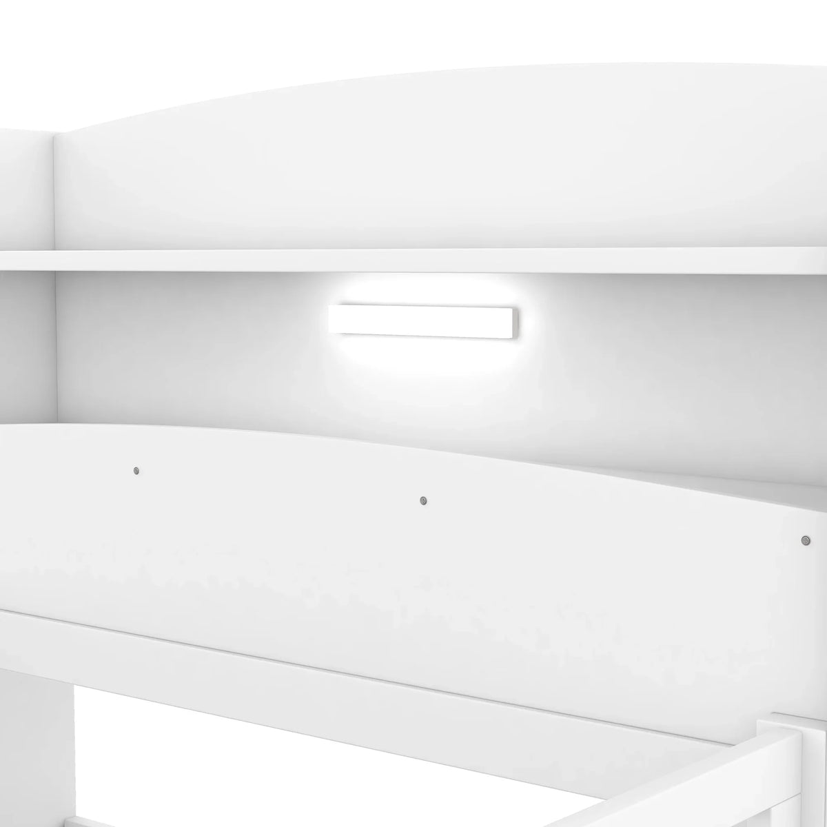Euroco Wood Twin Size Platform Bed with Storage Headboard, Shelves and LED Light for Kids, Gray