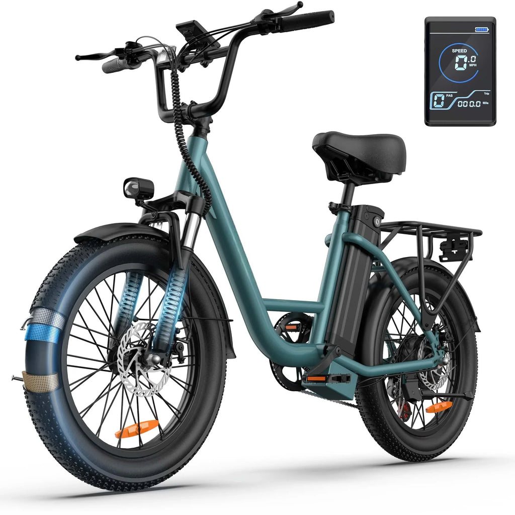 Electric Bike for Adults, 745W Peak Motor Ebike, 48V 13Ah Removable Battery, 20MPH,80 Miles Max, 20" Fat Tire Electric Bicycle with Colorful Display, All-Terrain E-Bike for Adults and Teens