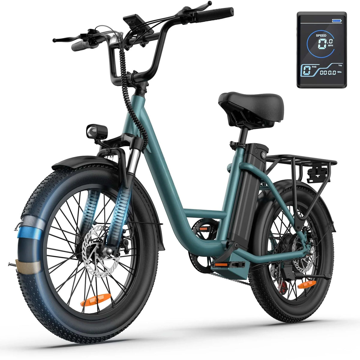 Electric Bike for Adults, 745W Peak Motor Ebike, 48V 13Ah Removable Battery, 20MPH,80 Miles Max, 20" Fat Tire Electric Bicycle with Colorful Display, All-Terrain E-Bike for Adults and Teens