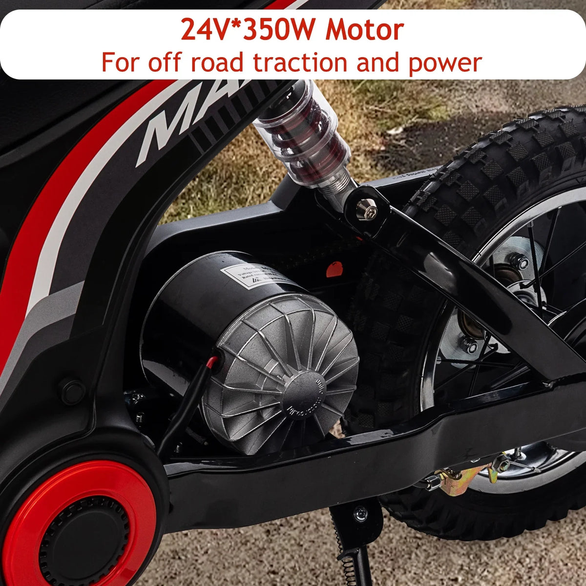 Kids Electric Dirt Bike,Electric-Powered Bike,2 Speed Settings,14.29 MPH Max,All-Terrain Electric Motorcycle for Ages 6-12,High-Speed Electric Dirt Bike for Kids,24V 350W