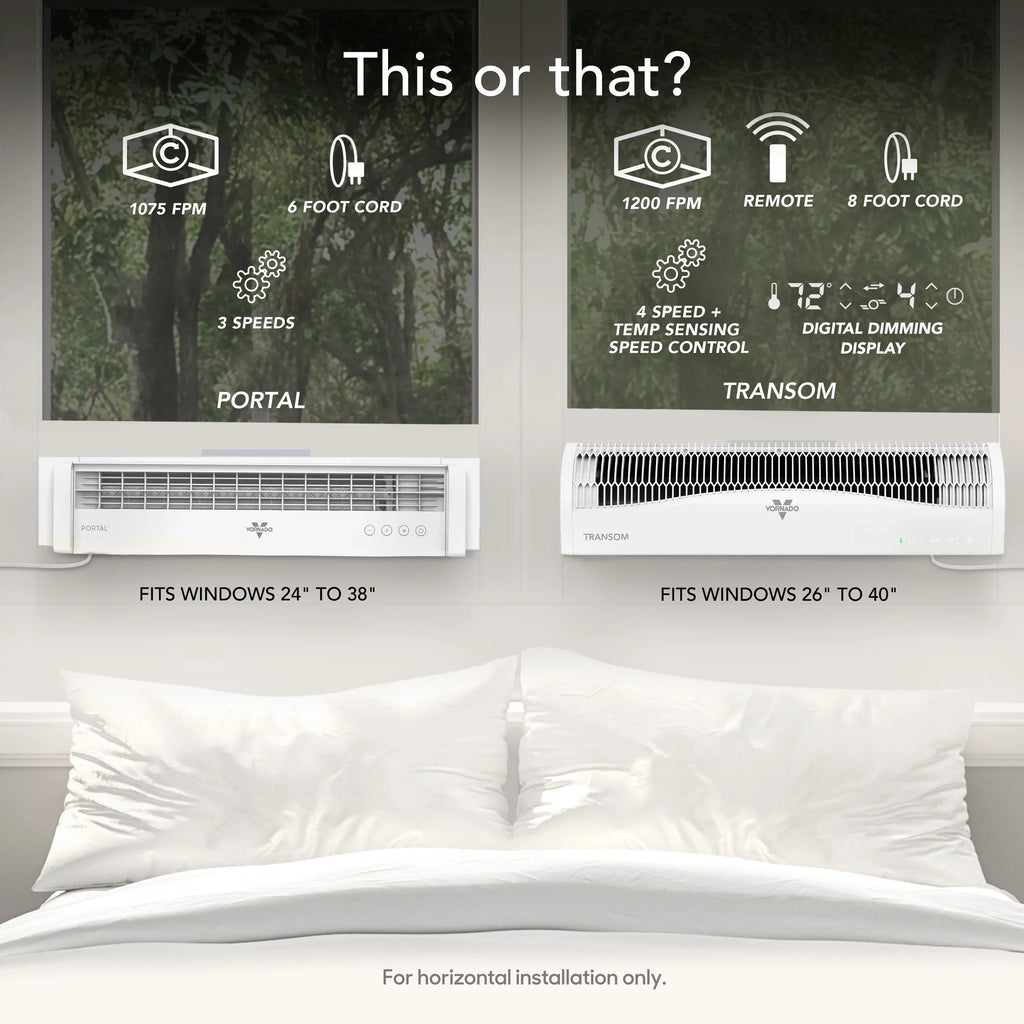 Vornado Portal Window Fan with 3 Speeds, Reversible Exhaust Mode, Weather Resistant, for Kitchen, Bedroom, Home