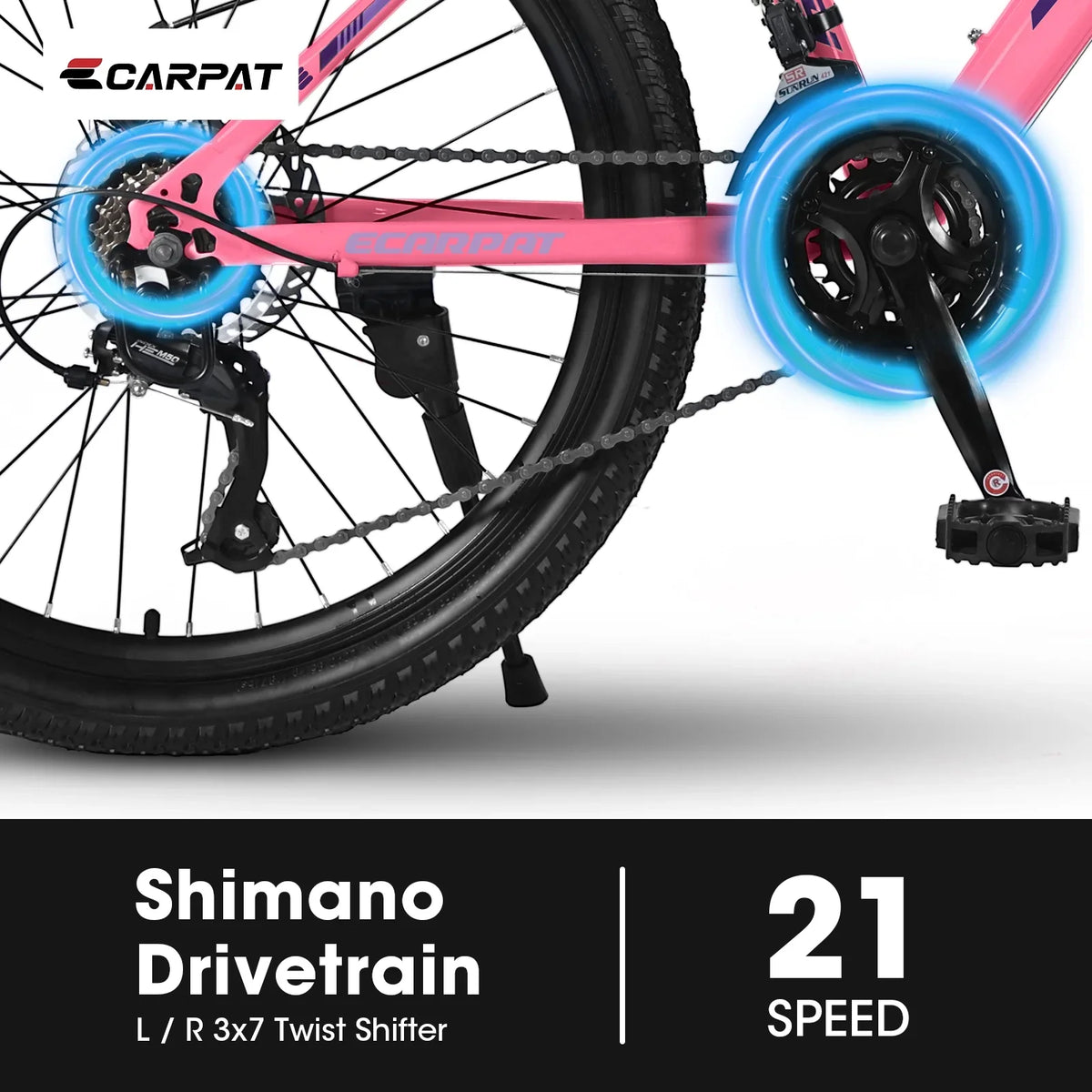 Ecarpat 26 Inch Mountain Bike Adults Womens Mountain Bicycles with Dual Disc Brakes Shimano 21-Speed Full Suspension MTB Bicycles for Outdoor Commuting Exercise, Multi Colors