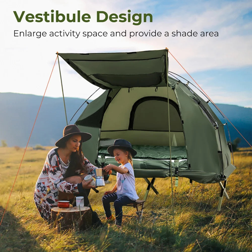 GVN Folding Camping Tent with Air Mattress, Polyester