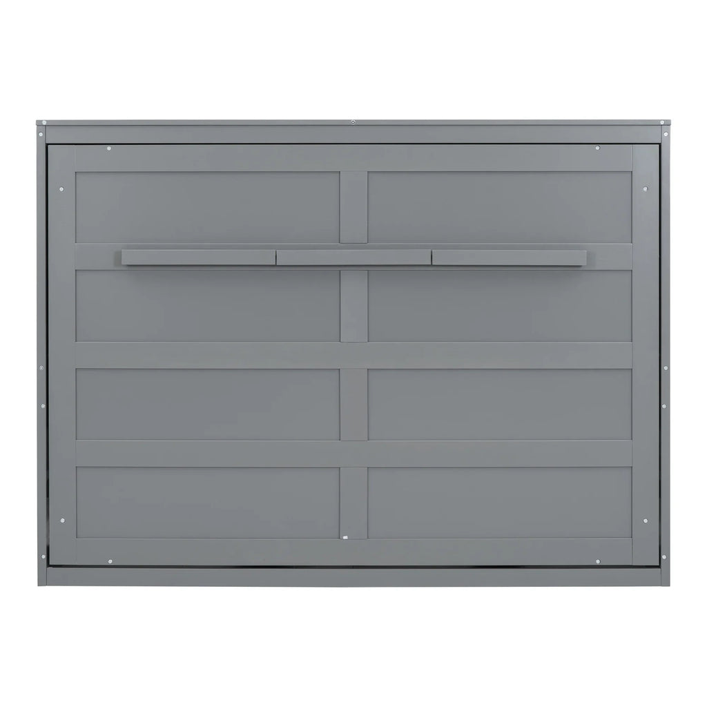 Harper & Bright Designs Full Size Murphy Bed Space-Saving Foldable Wooden Wall Bed with a Shelf for Guest Room Home Office, Gray