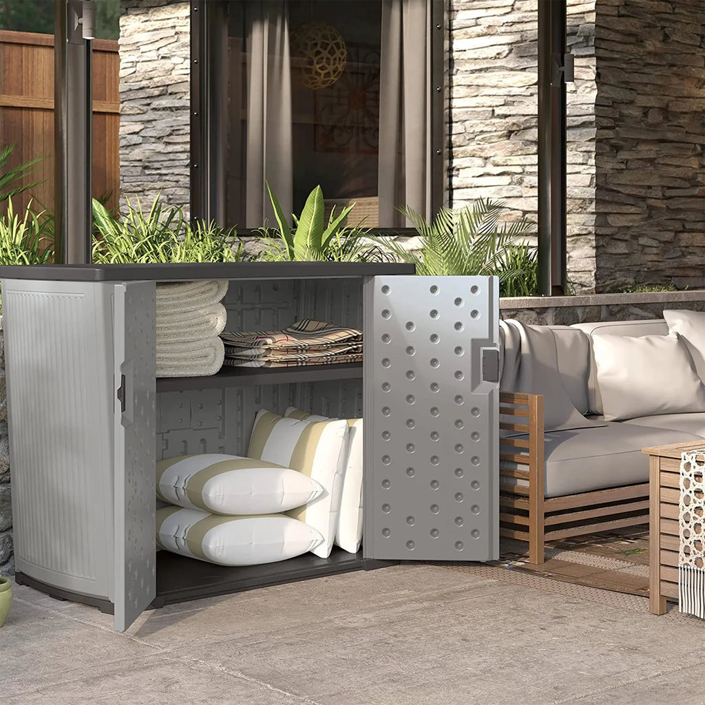 Suncast Backyard Oasis 130 Gallon Outdoor Storage Basic Unit, Dove Gray