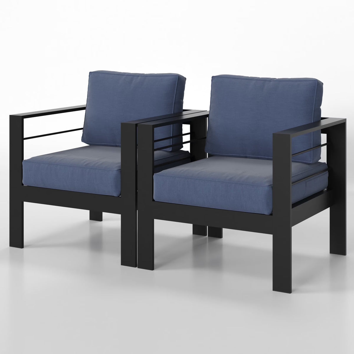 Superjoe Outdoor 3 Seats Patio Aluminum Sofa Furniture, Couch Gray Metal Chair with Cushions, Dark Grey