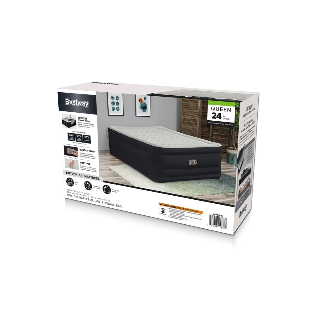 Bestway Tritech Air Mattress Queen 24" with Built-in AC Pump Included