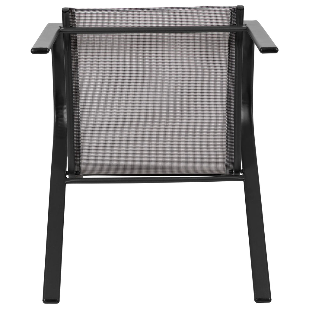Flash Furniture Flash Furniture Brazos Series Outdoor Stackable Patio Chairs for Adults, Set of 4, Black