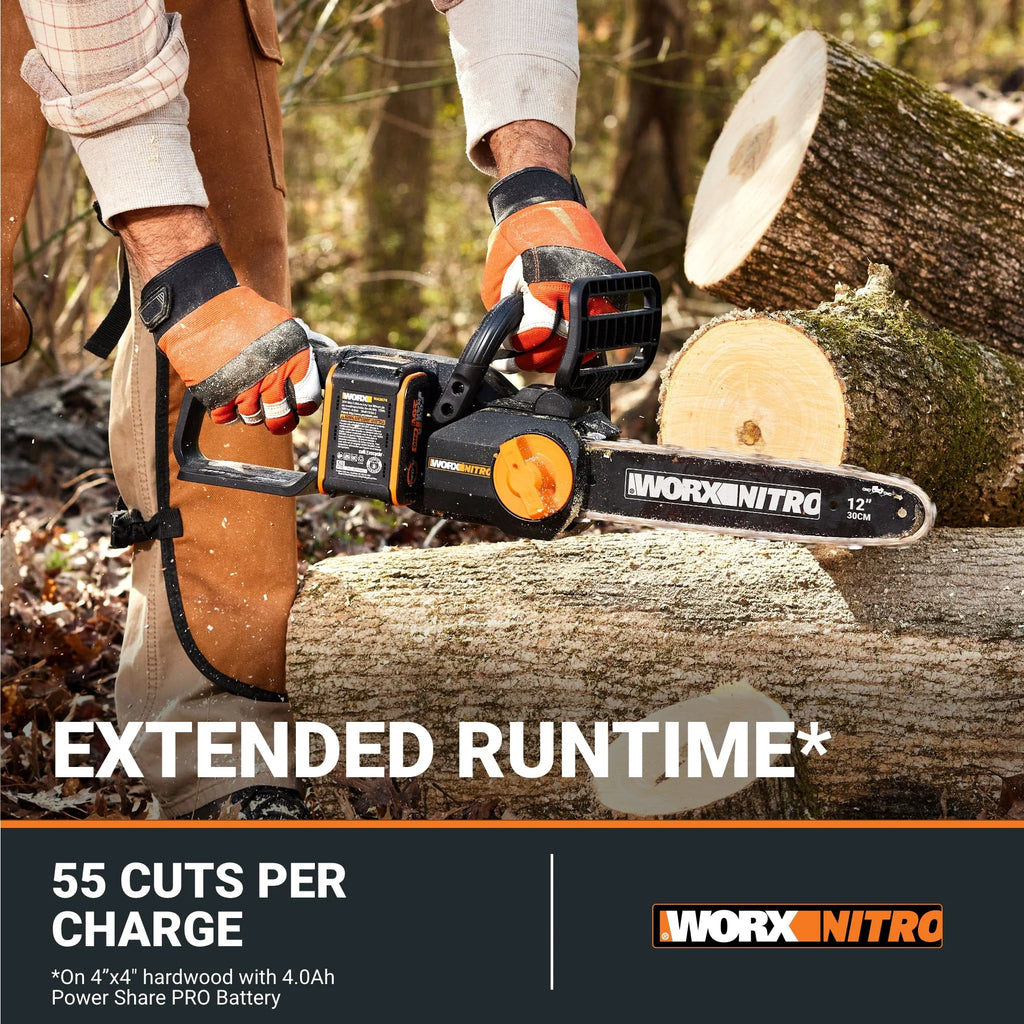 Worx Nitro WG350 20V Brushless 12" Cordless Chainsaw
