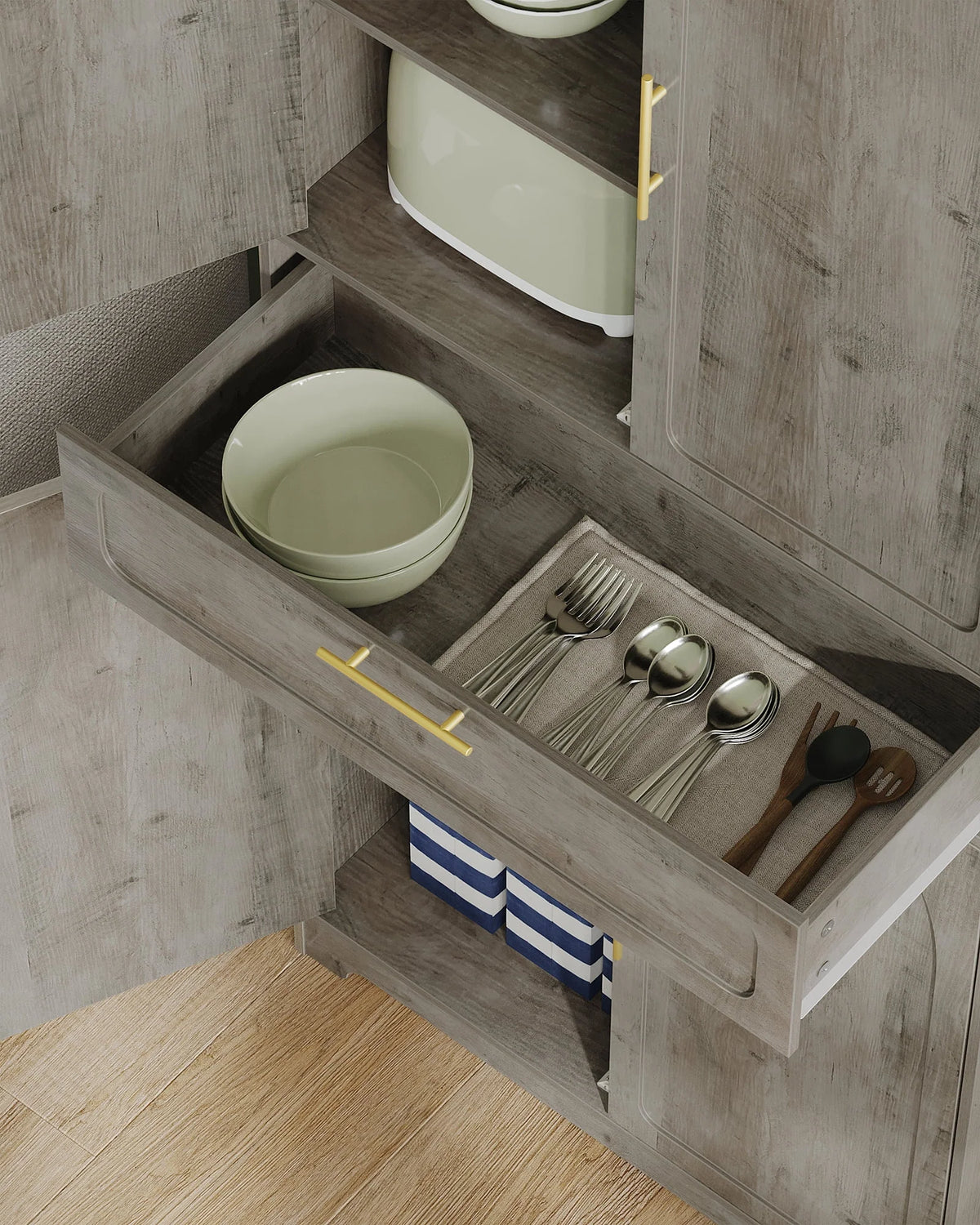 Kitchen Pantry Storage Cabinet, Freestanding Storage Cabinet with 4 Adjustable Shelves