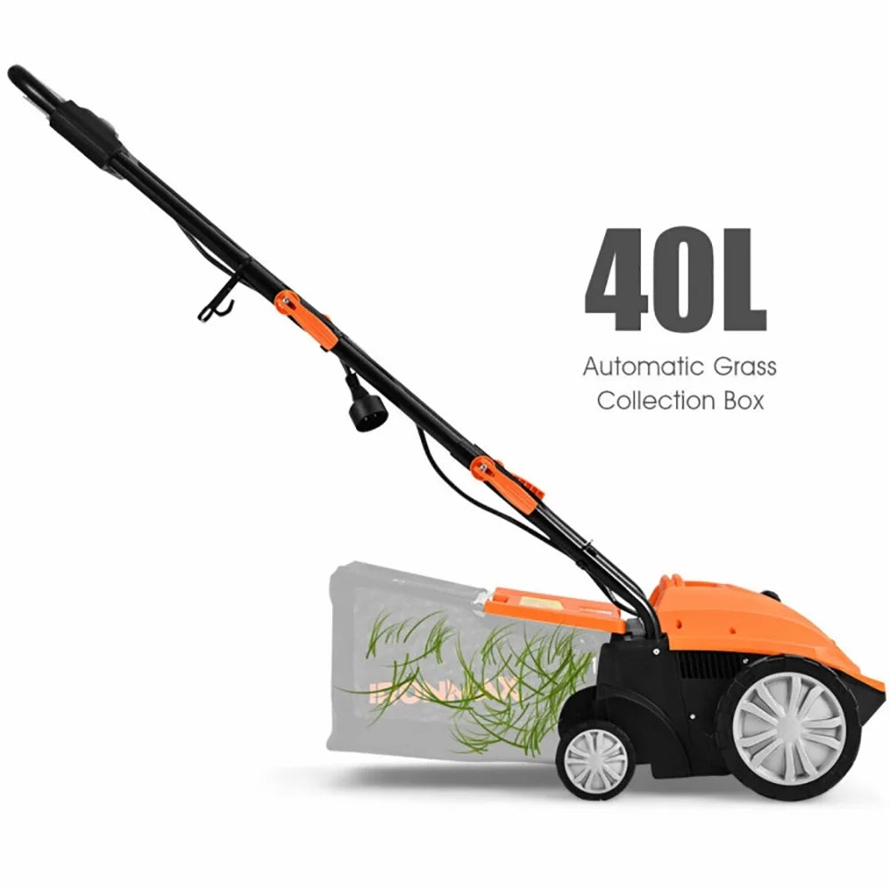 GVN 13 Inch 12 Amp Electric Scarifier with Collection Bag and Removable Blades-Orange
