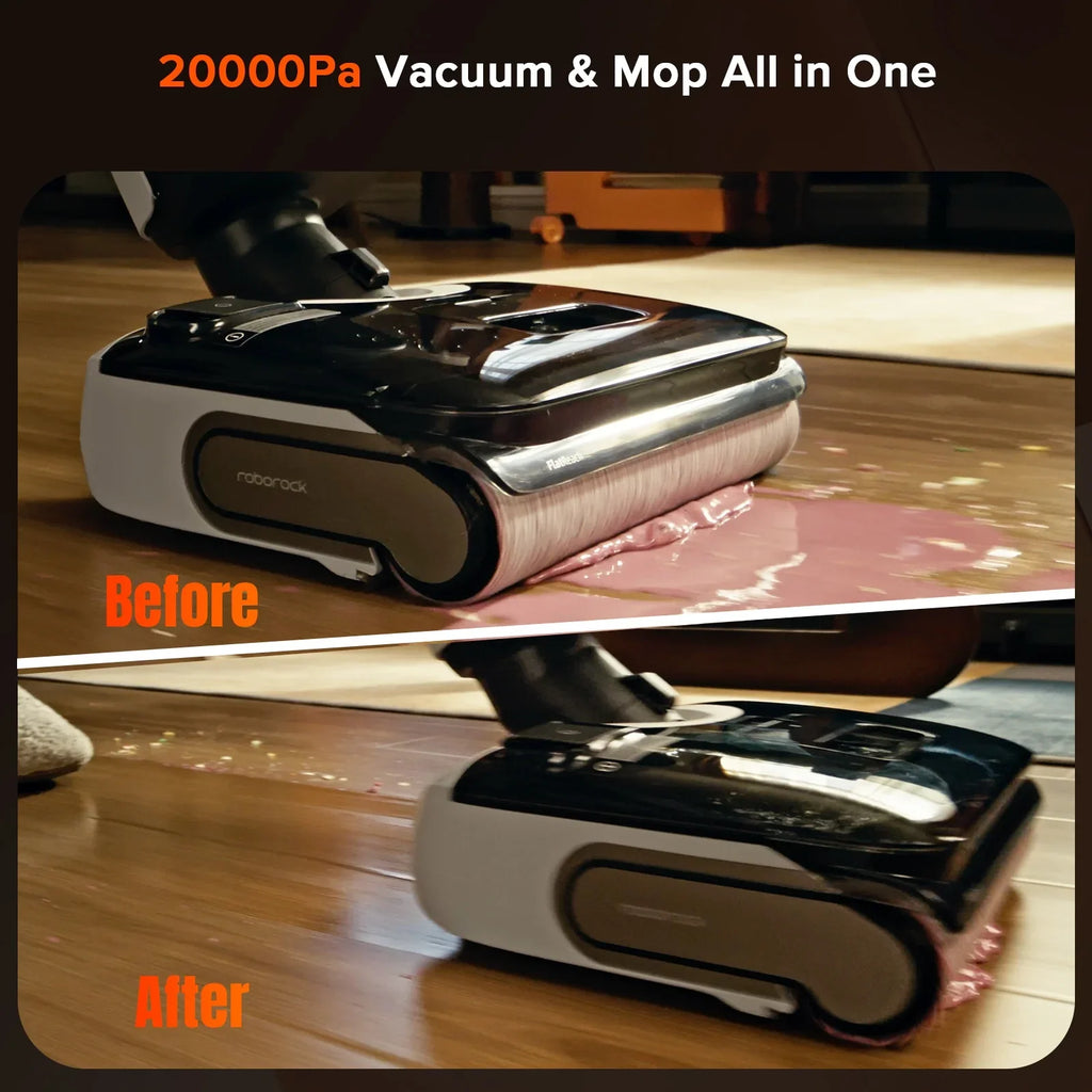 Roborock F25 GT Vacuum Mop All in One, Wet Dry Vacuum Cleaner Cordless, 20000Pa Floor Cleaner Machine for Tile Hardwood Wood Vinyl Floor, Edge to Edge Self Cleaning Electric Mop with 180" Lie-Flat