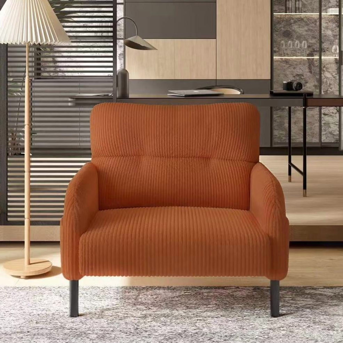 Modern Accent Chair,Armchair,Corduroy Fabric Sofa Chairs,Upholstered Armchair for Living Room,Bedroom,Office,Olive Green