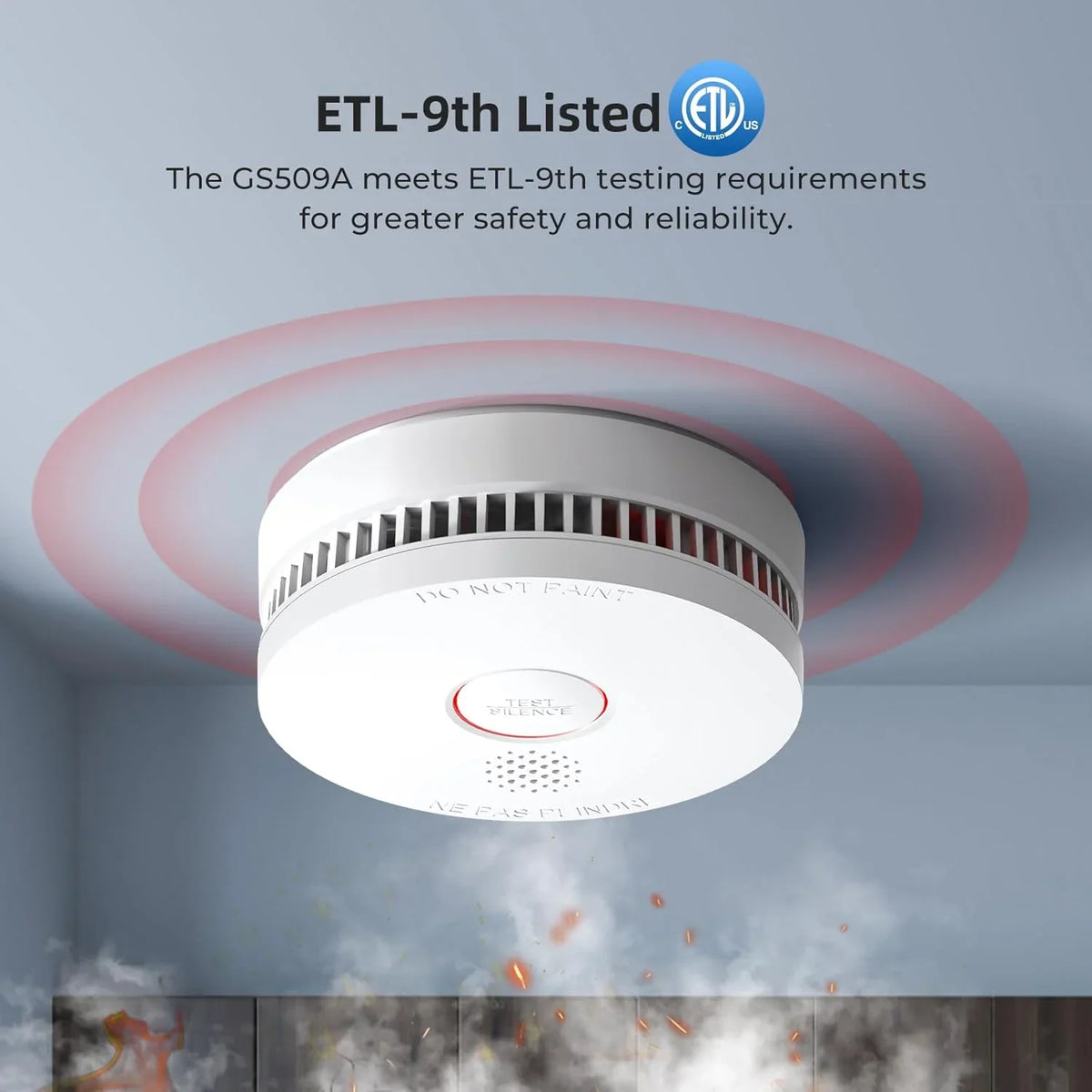 SITERWELL Smoke Detector, 10 Year Product Life Fire Alarm with Magnetic Fastening Kit, Smoke Alarm with Photoelectric Sensor, Low Battery Warning Function for House, ETL-9th Listed, GS509A, 12 Pack