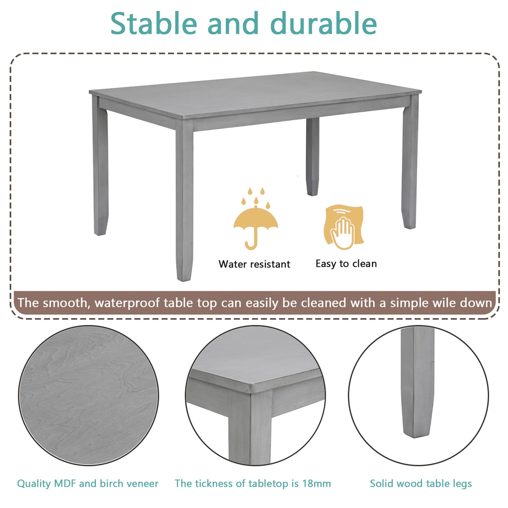Sesslife 5 Piece Dining Set with One Rectangle Table and 4 Upholstered Chairs for 4 Persons, Dining Room Table Set for Small Place(Table+4 Chairs)