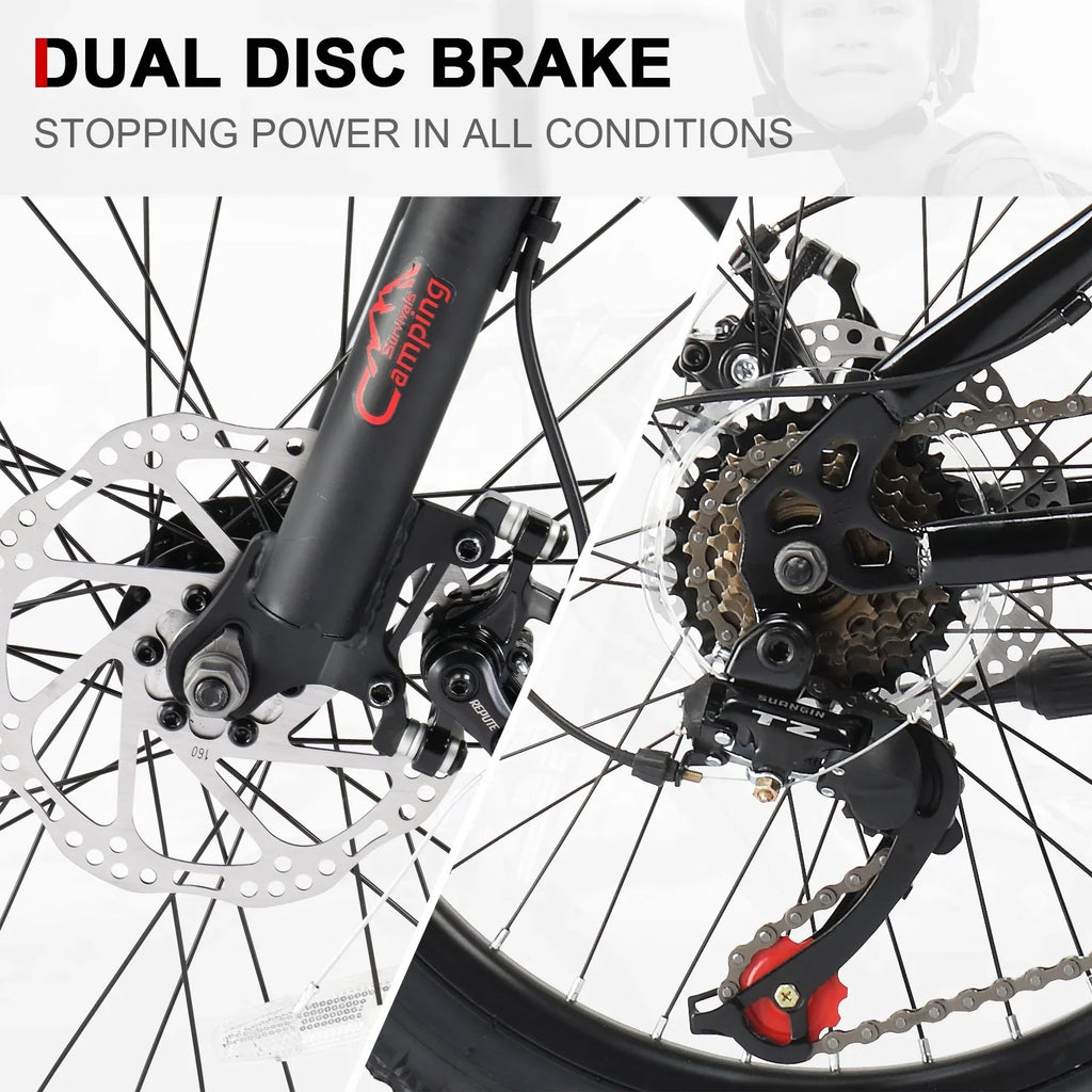 Ktaxon 20" Mountain Bike, 7 Speed Bike with Disc Brakes, Black