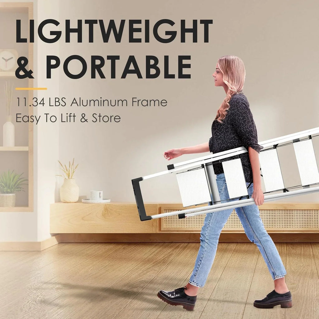 HBTower 4 Step Ladder with Tool Tray, Aluminum Anti-Slip Folding Step Stool for Adults, 330lbs Capacity, Light Weight Portable Ladder for Kitchen Warehouse Outdoor Work