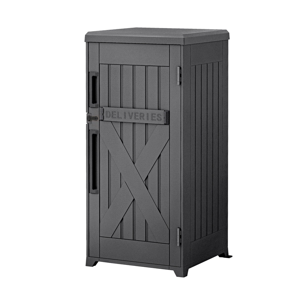 Uforic 60-Gallon Large Outdoor Package Delivery Storage Box, Double-Wall Resin Waterproof Deck Box for Porch or Curbside, Lockable, Brown