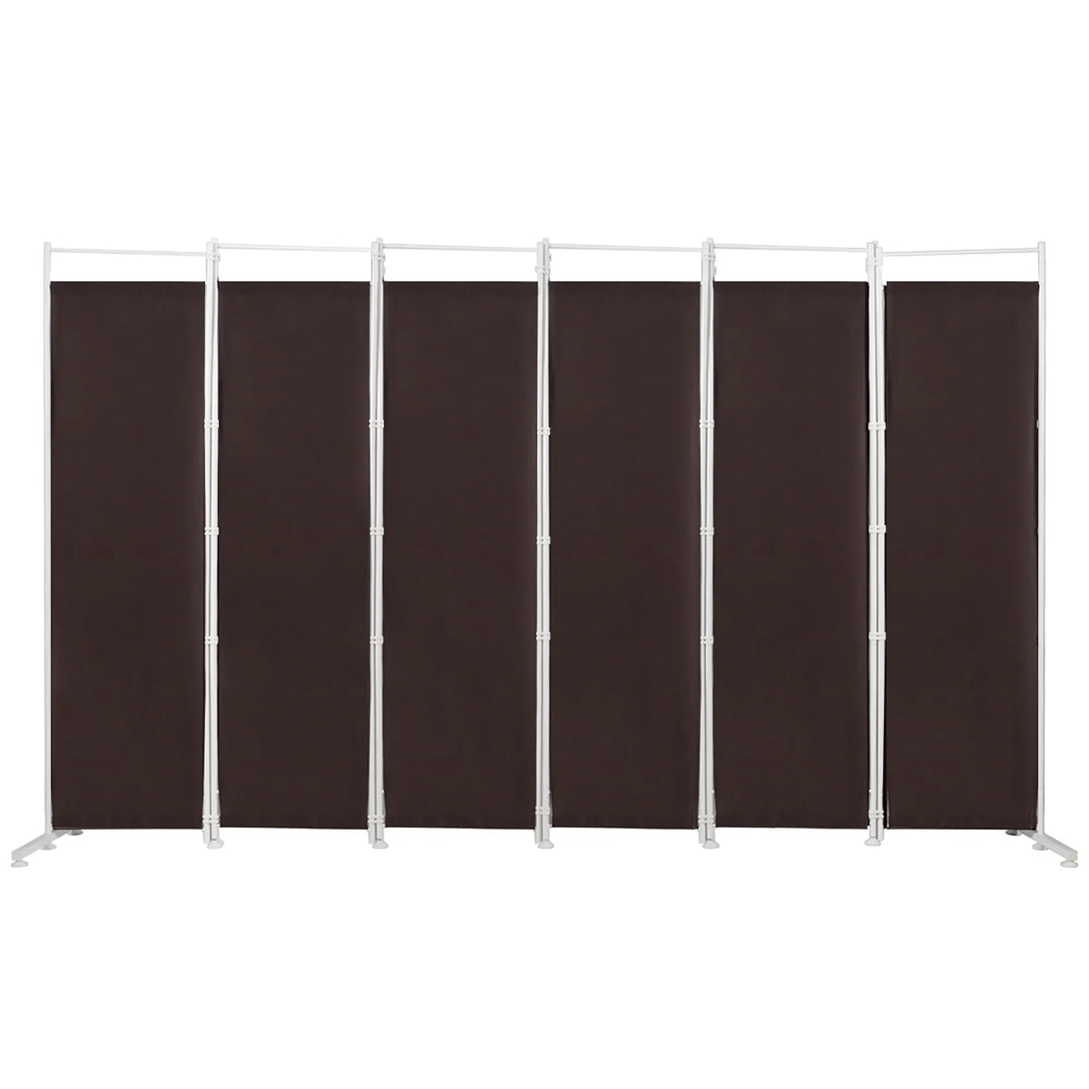 Costway 6-Panel Room Divider Folding Privacy Screen w/Steel Frame Decoration Brown