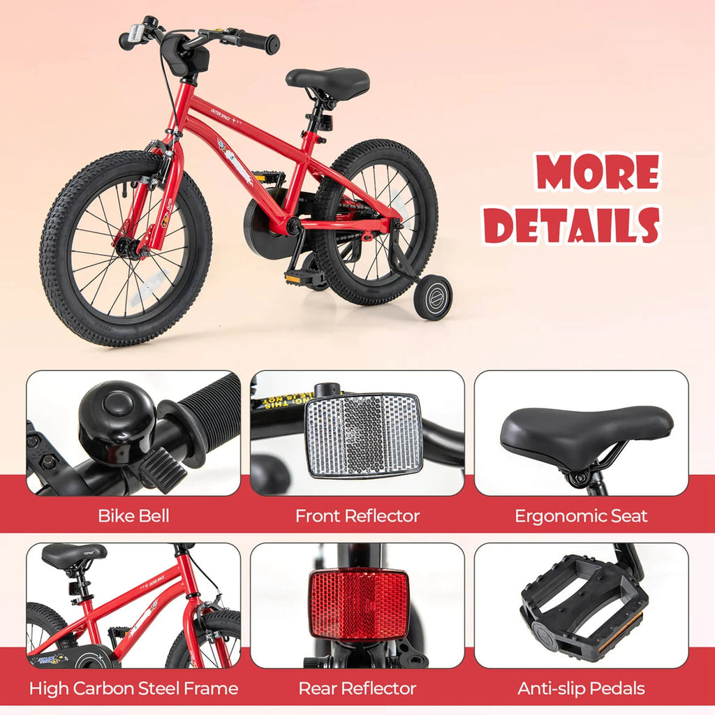 Costway 16-Inch Kid’s Bike for 4-7 Years Old with Adjustable Saddle & Anti-slip Handlebar Black