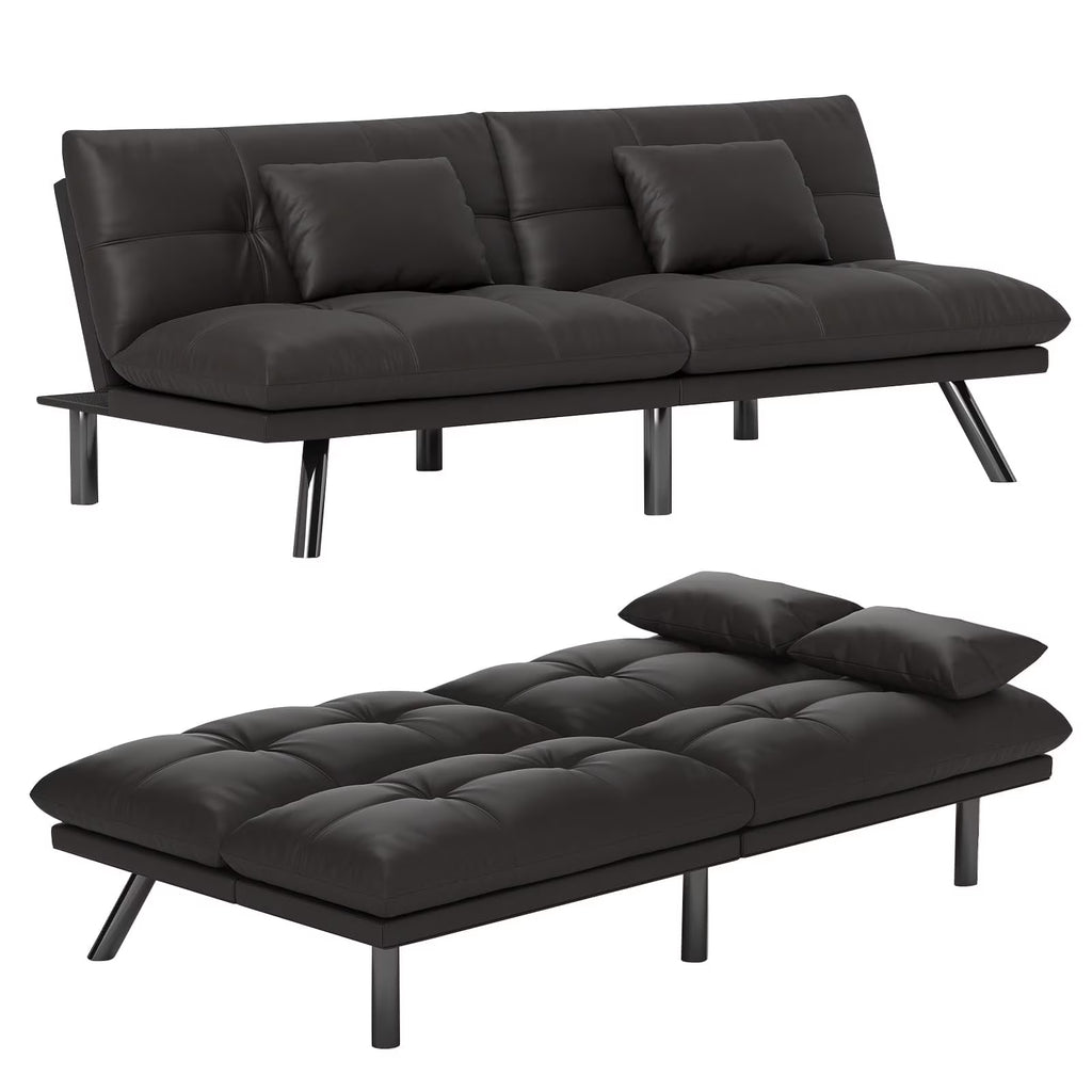 70"" Convertible Futon Sofa Bed Folding Bed Sleeper Couch for Living Room, Small Space or Office, Light Grey