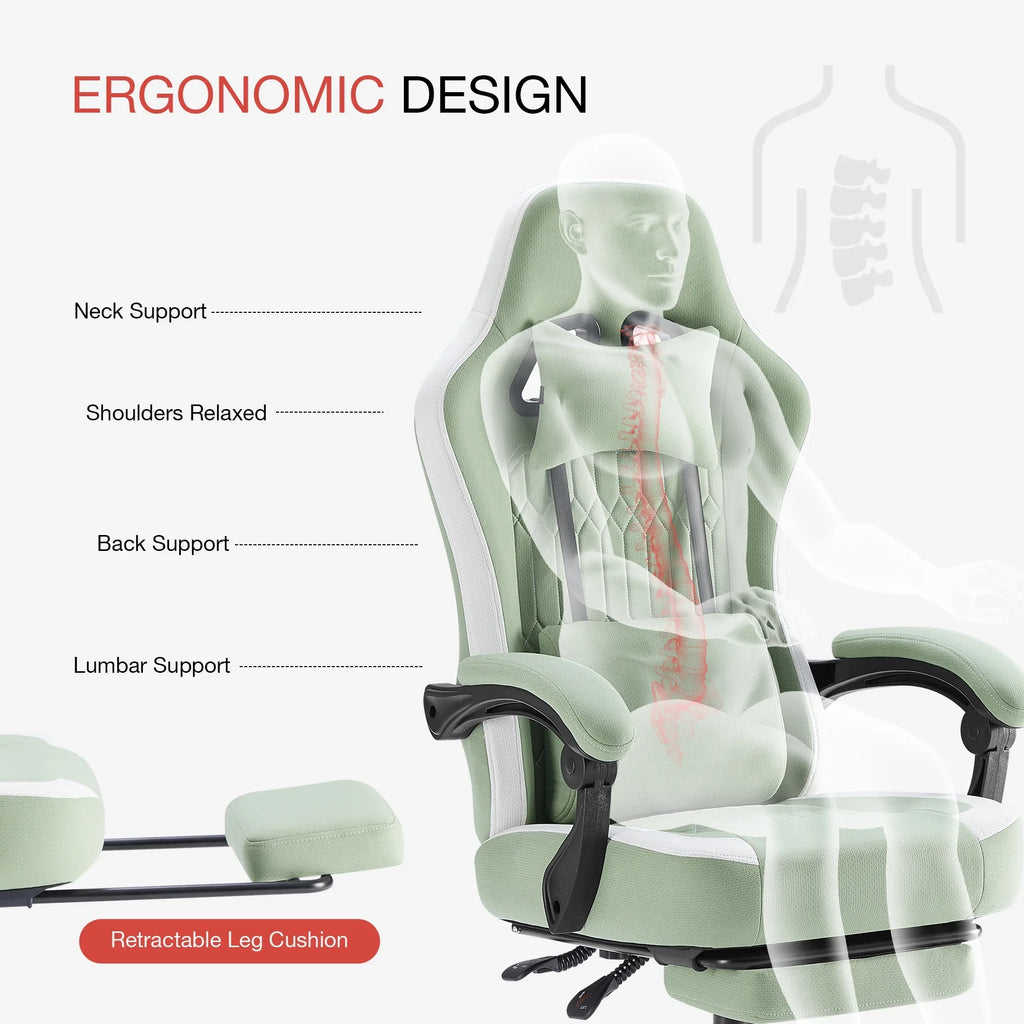 MCQ Ergonomic Swivel Gaming Chair with Headrest Lumbar Support for Home Office, Black and Grey