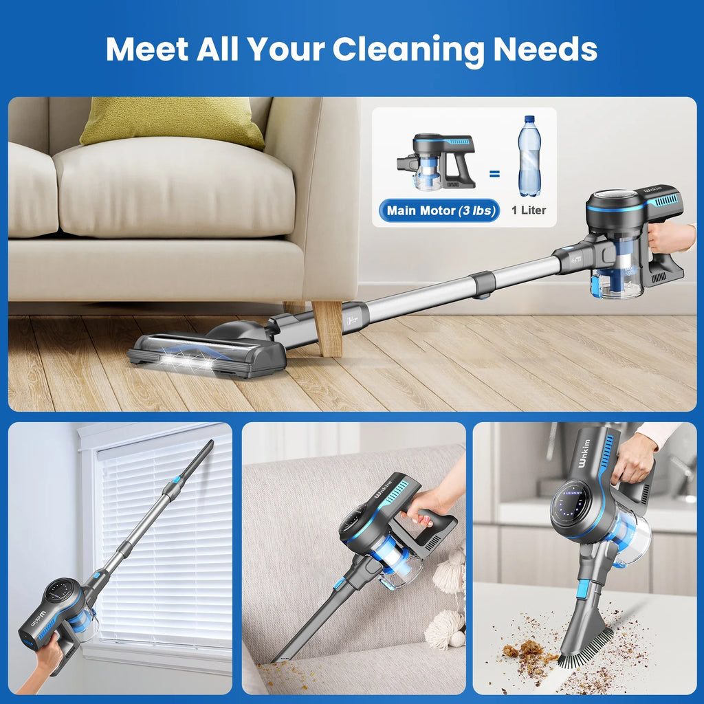 Wnkim Cordless Stick Vacuum Cleaner, 25Kpa, HEPA Wet/Dry Vacuum Cleaner for Hardwood Pet Hair Carpet