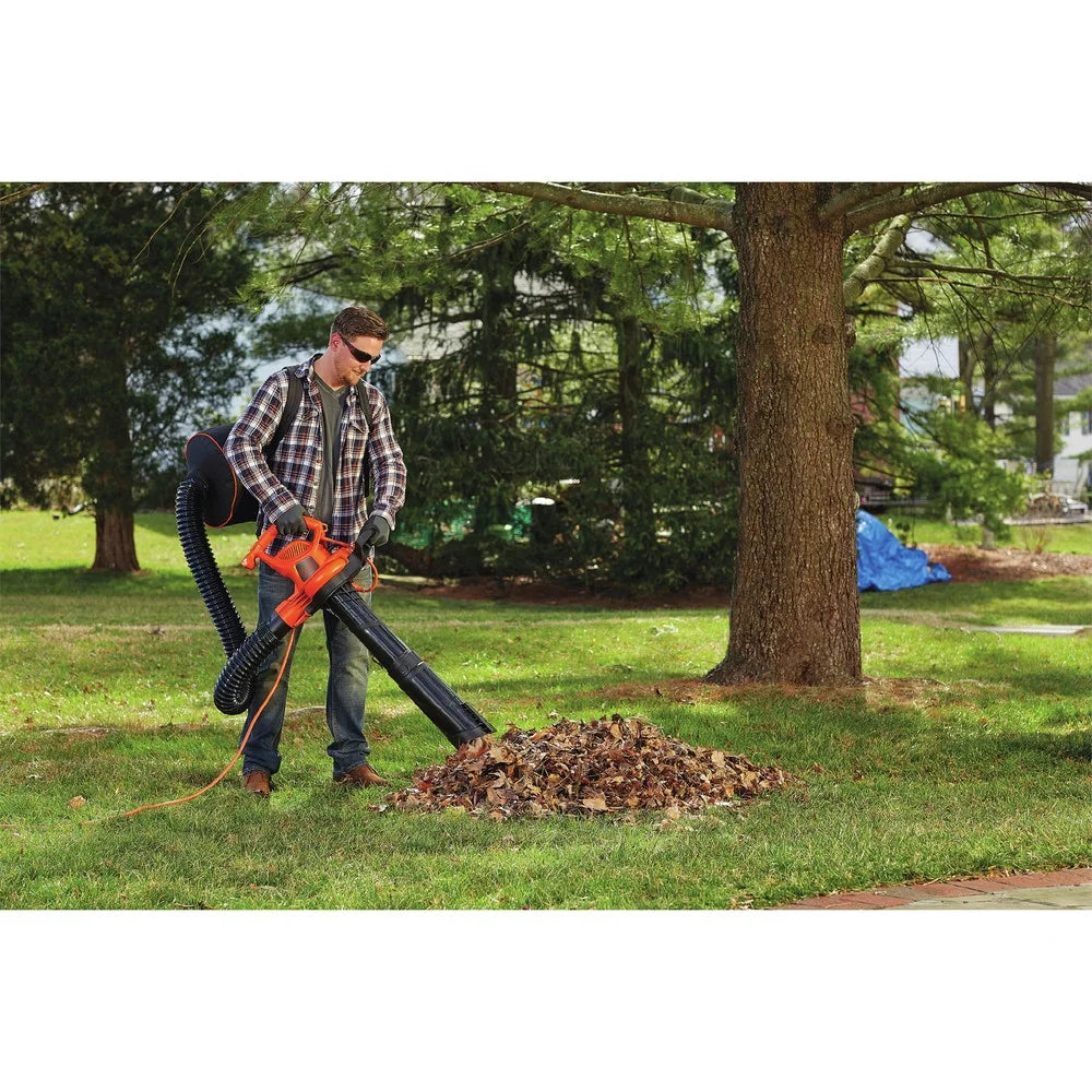 BLACK+DECKER VACPACK 120V/240V 12 Amp Corded 3-in-1 Leaf Blower/Vacuum/Mulcher, (BEBL7000)