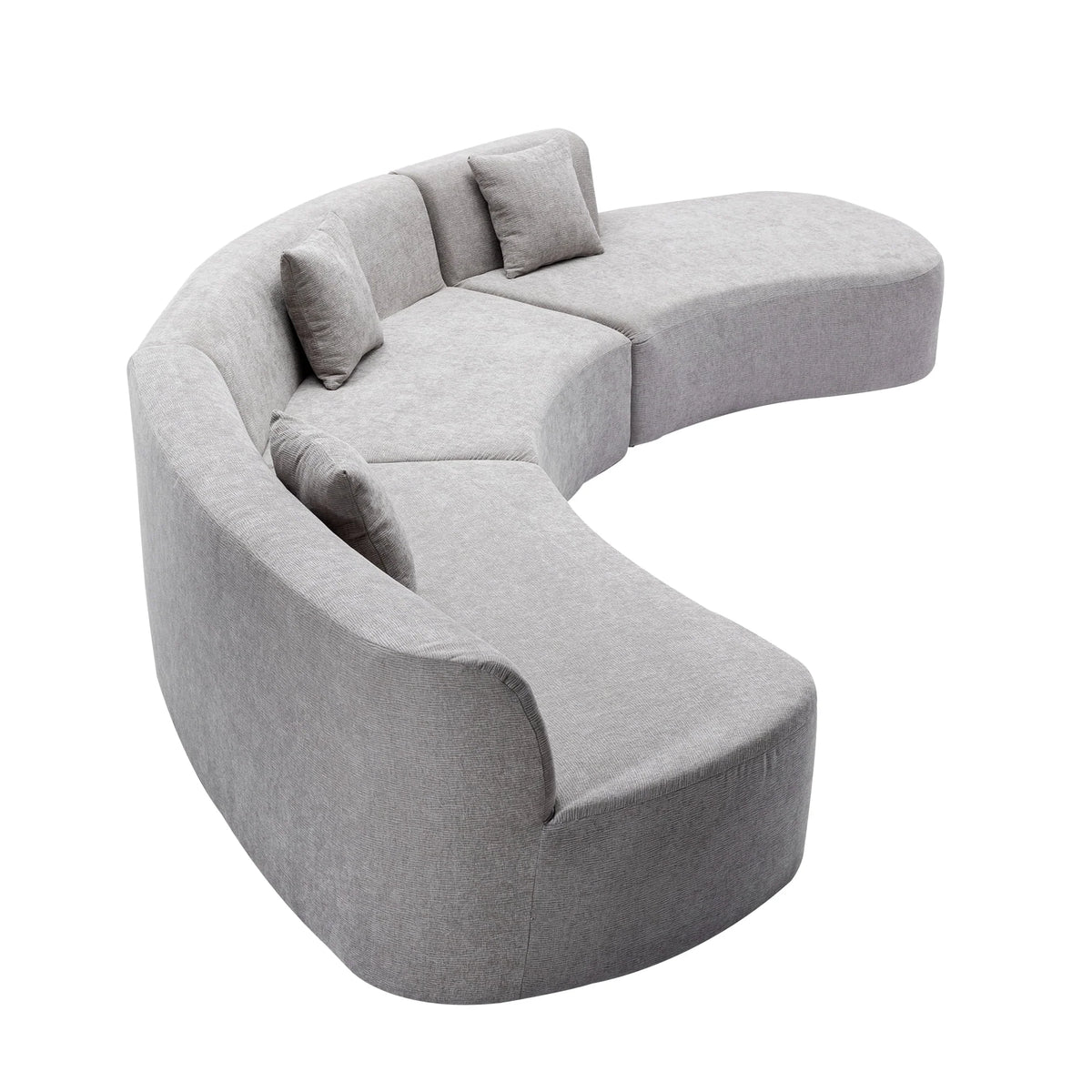 Harper & Bright Designs Modern Curved Floor Sofa Set, Modular Sectional Sponge Couch for Living Room, 2 PC Free Combination No Assembly Foam-Filled Sofa, Beige