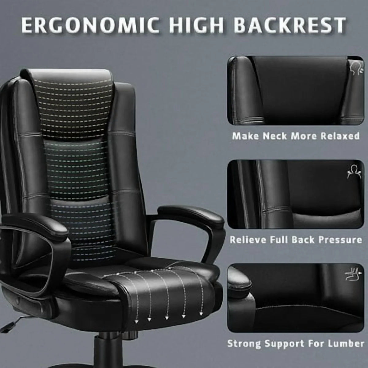 Waleaf Home Office Chair, 400LBS 8Hours Heavy Duty Design, Ergonomic High Back Cushion Lumbar Back Support, Computer Desk Chair, Big and Tall Chair for Work