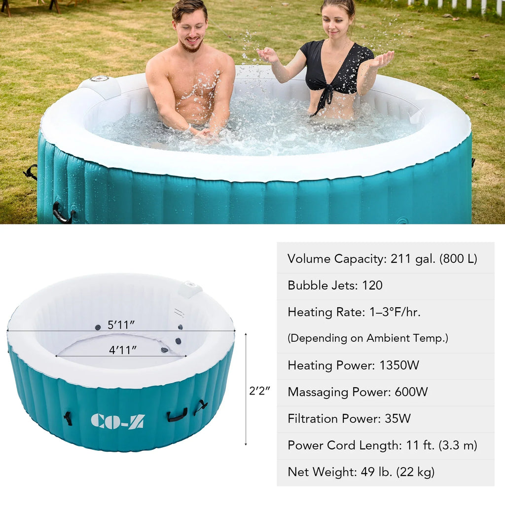 CO-Z 6ft Inflatable Hot Tub Pool with Massage Jets, Green