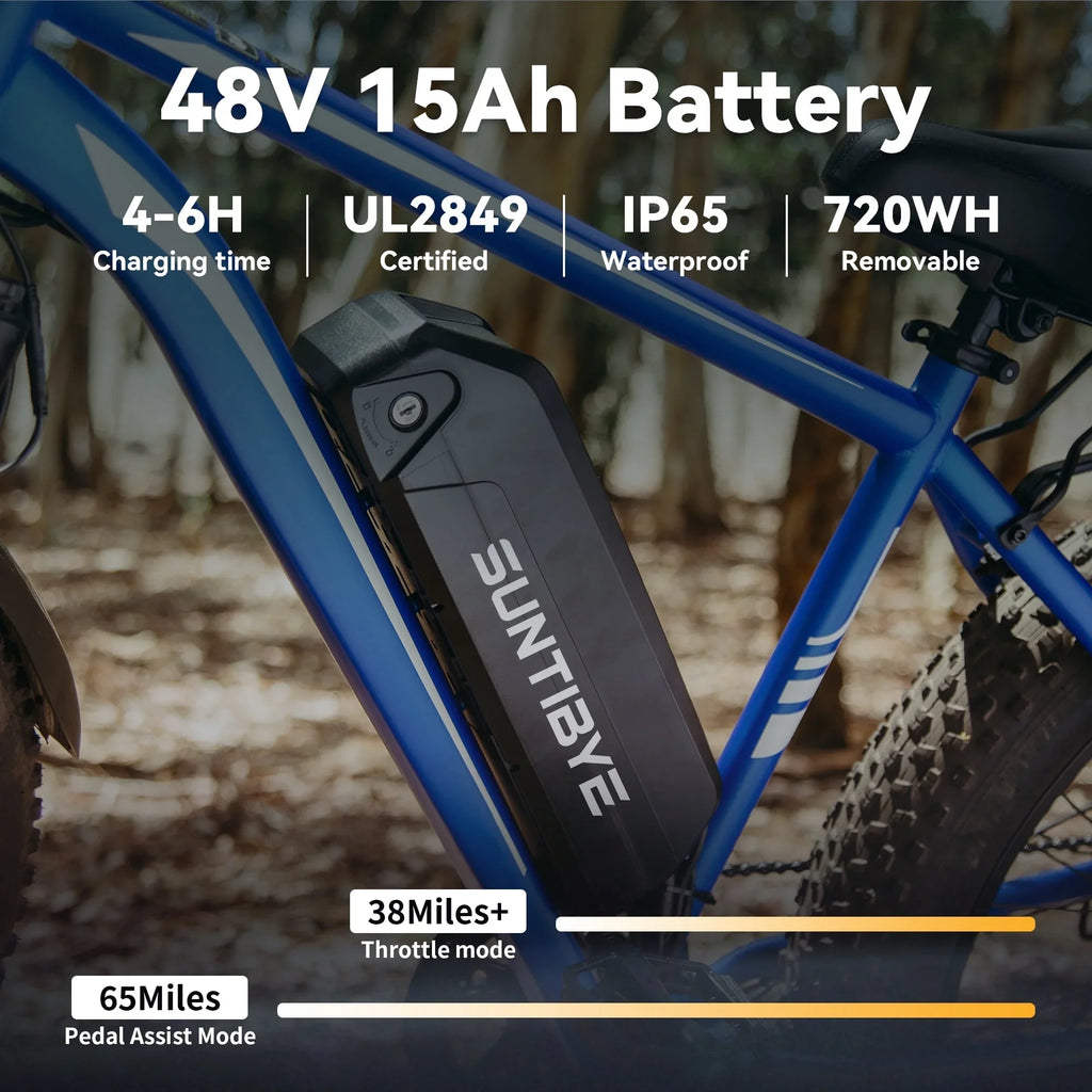 SUNTIBYE EB26 26" Fat Tire E Bike for Adults Set of 2, 1500W Electric Mountain Bikes, 28MPH Off-road Ebike, 48V 15Ah UL2849, Black