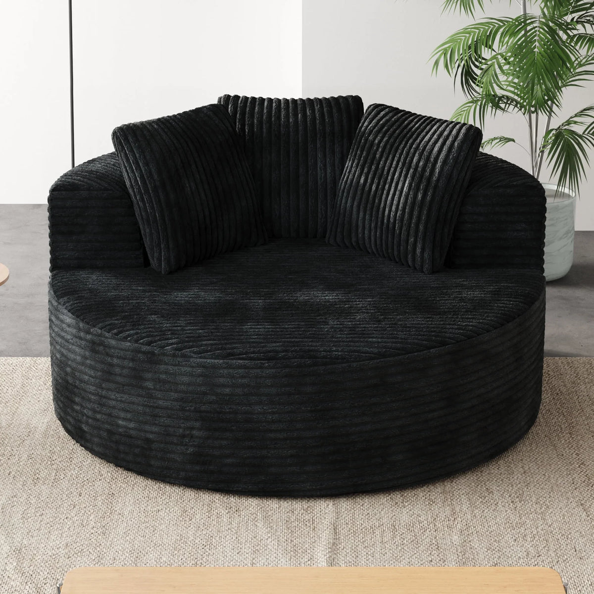 Sodrens Oversized Chaise Lounge Chair Indoor,Upholstered Sofa Bed with Throw Pillows and Armrests,Sleeper Chair for Living Room,Bedroom,Brown,Corduroy