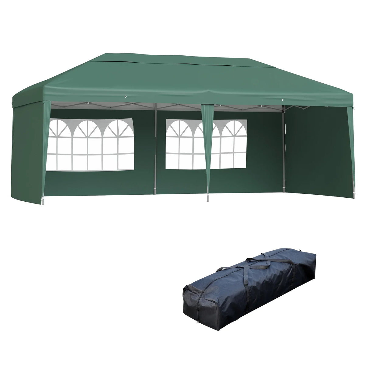 Outsunny 10' x 20' Pop Up Canopy Tent with 4 Sidewalls, Heavy Duty Tents for Parties, Outdoor Instant Gazebo with Carry Bag, for Outdoor, Garden, Patio, Blue