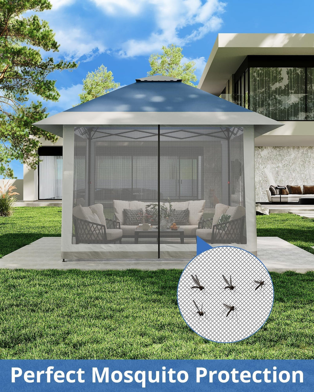 Accreate 13' X 13' Outdoor Patio Gazebo,Outdoor Canopy Tent with Mosquito Netting,Backyard Tent for Party, Wedding, Outdoor Dining, Patio, Backyard