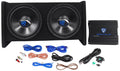Rockville RV12.2B 1200w Dual 12" Car Subwoofer Enclosure+Mono Amplifier+Amp Kit