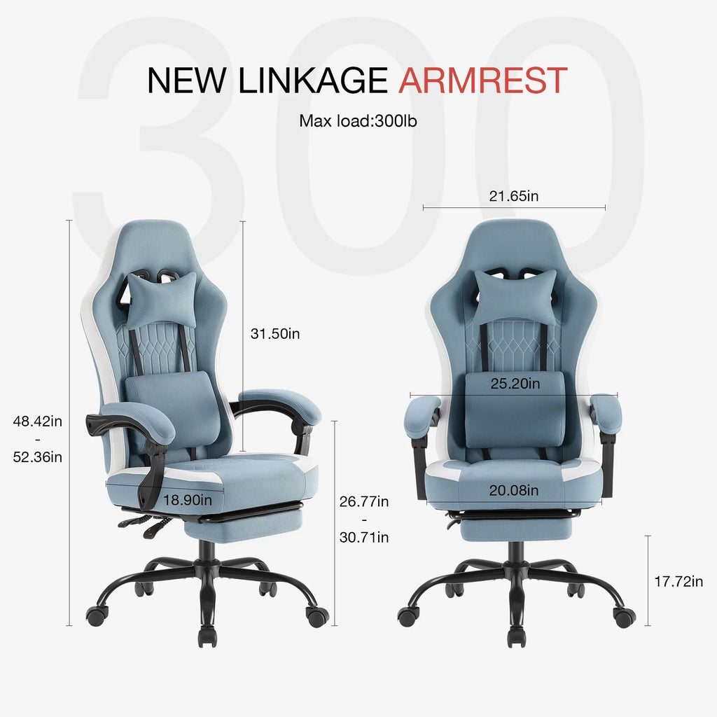 MCQ Ergonomic Swivel Gaming Chair with Headrest Lumbar Support for Home Office, Black and Grey
