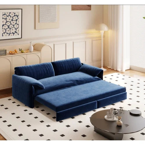 66" Queen Pull Out Sofa Bed, 3-in-1 Convertible Sleeper Sofa with Side Storage,Multi-Functional Velvet Loveseat Bed for Living Room,Bedroom