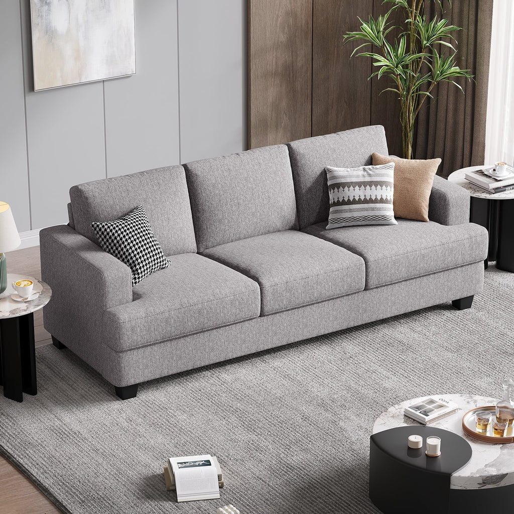 BLAZANT 3 Seater Sofa Oversize, 89" Extra Large Size Sofa Couch with Extra Deep Seats, Modern Loveseat Sofa, Comfortable Fabric, Easy to Install, for Living Room Apartment Lounge, Brown